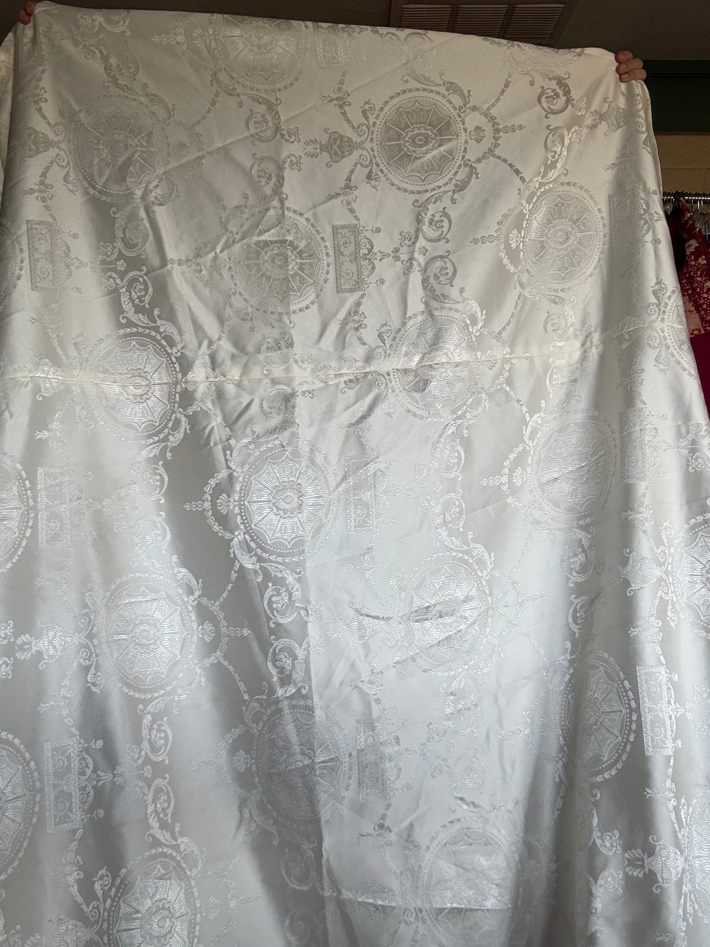 Off-White Brocade Tablecloth