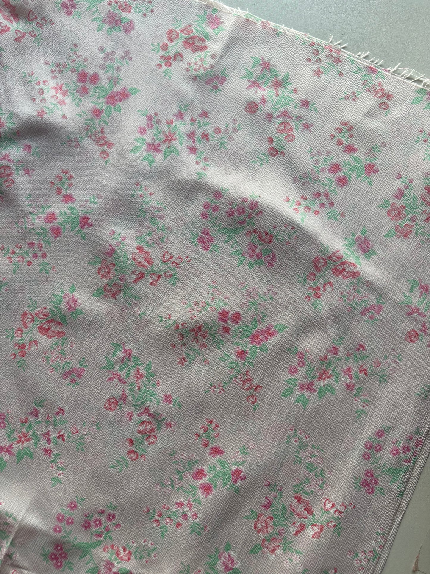 Vintage Pale Pink Floral Crepe