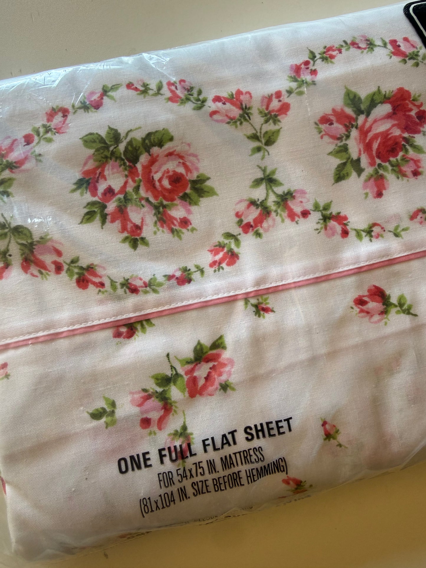 Vintage Fruit of the Loom Floral Flat Sheet