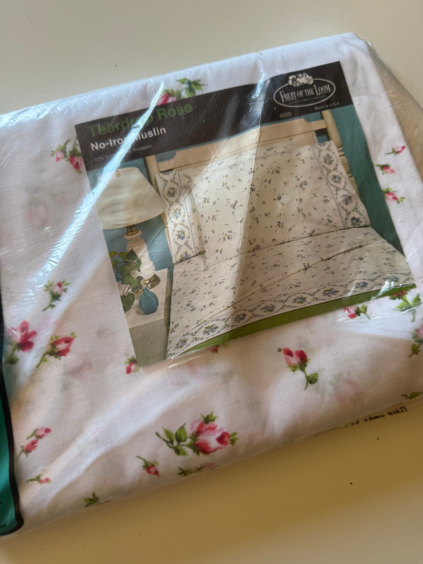 Vintage Fruit of the Loom Floral Flat Sheet